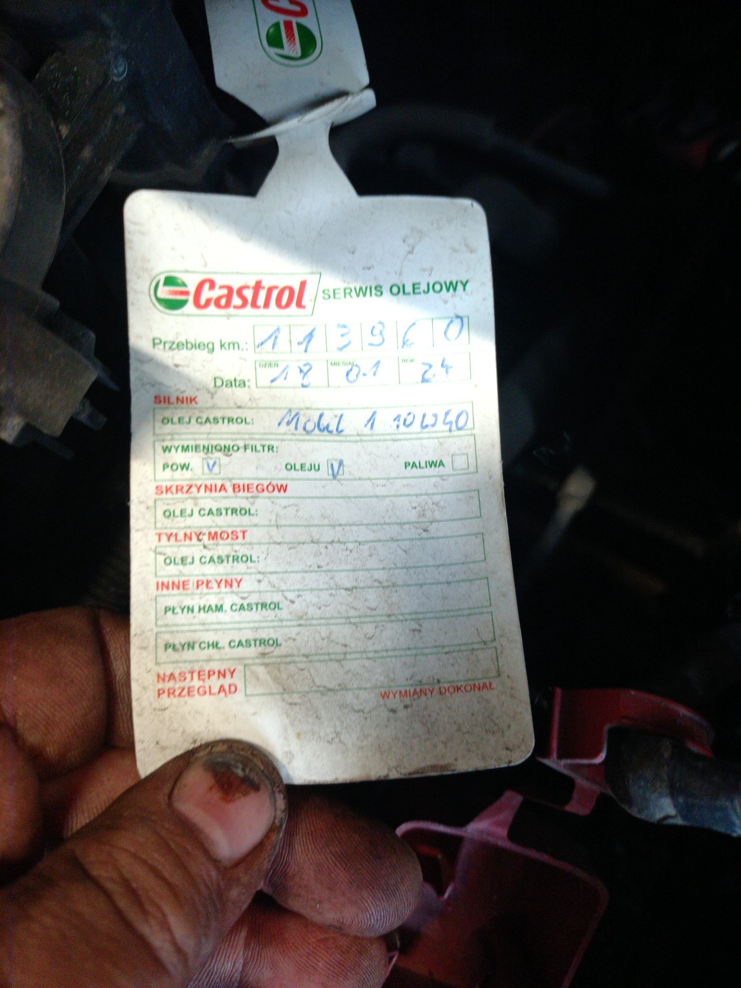 Informacja o wymianie oleju - PEUGEOT 107